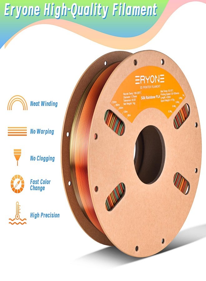 ERYONE Silk Rainbow 3D Printer PLA Filament 1.75 +/- 0.03mm, Shiny Multicolor Filament PLA Fast Color Change 1KG(2.2LBS), Steampunk Rainbow - Image 4