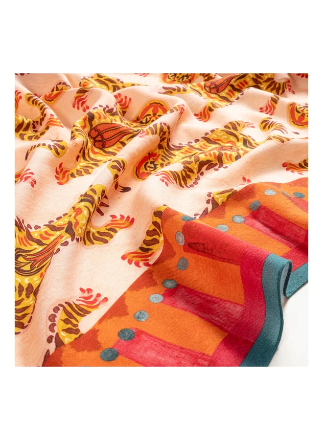 Zsa Zsa Zsu  Pera Digital Printed 100% Wool Scarf 140x140 cm Colorful for Women | Best Price UAE
