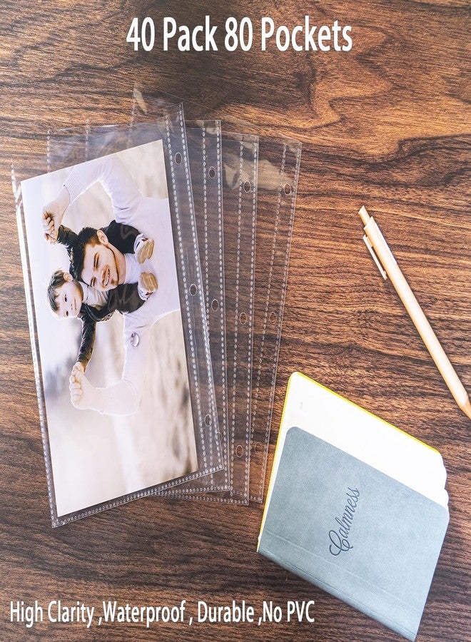 WITHYU 40 Pack 80 Pockets 5x7'' Photocard Sleeves A5 3 Mini Ring Binder Ultra-Clear Photo Sleeves Double-Sided 1 Pocket Photo Pages Top Loading Photo Sheet Protector for Photos Postcards Seed Packets - Image 4
