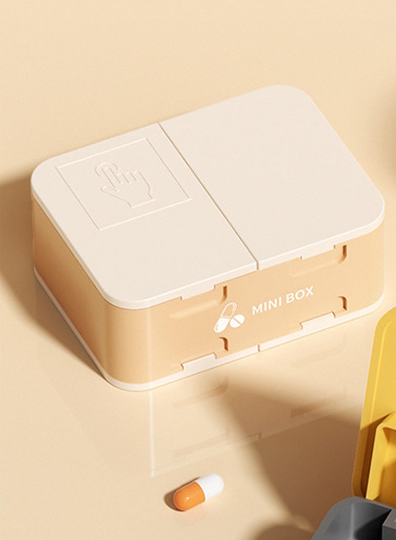 lebonaer Pill Organizer Airtight Pill Box with dispenser Large Pill Dispenser Home Travel Supplement Holder Portable Vitamin Sorter Jumbo Size 8 Compartment Airtight Vitamin Container Daily Medicine (Yellow) - Image 2