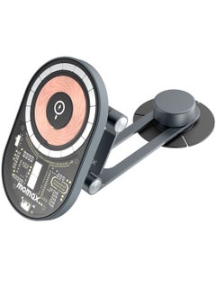 Momax حامل شحن لاسلكي مغناطيسي Q.MAG Mount³X بقوة 15 وات متوافق مع طراز Tesla Model 3 / Y للسيارة - رمادي فضائي  - Image 1