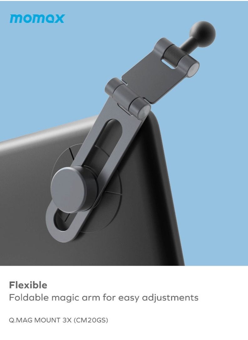 Momax Q.MAG Mount³X 15W Magnetic Qi Wireless Charging Compatible with Tesla Model 3 / Y Car Mount - Space Grey  - Image 4