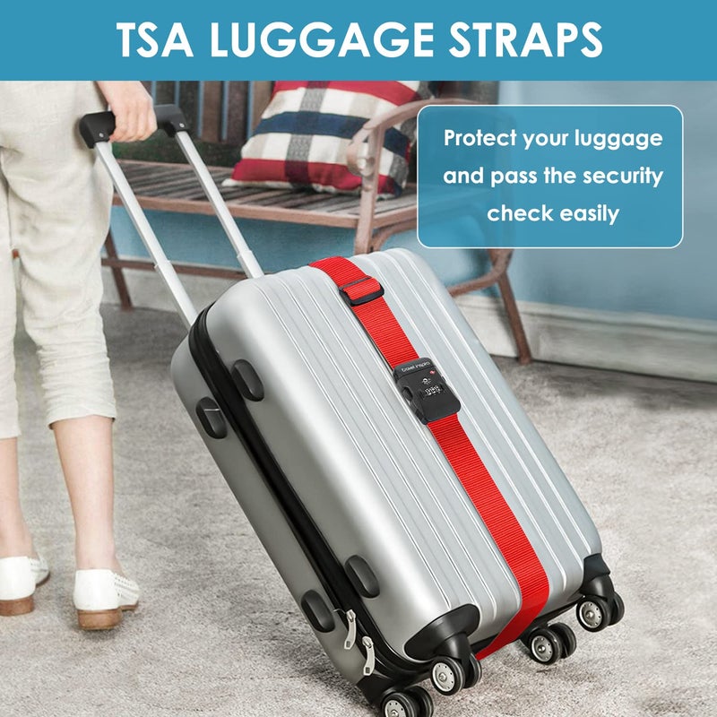 travel inspira Travel Inspira Luggage Strap with TSA Combination Lock - Adjustable, Easy to Use, Protect Your Luggage, Red  - Image 2