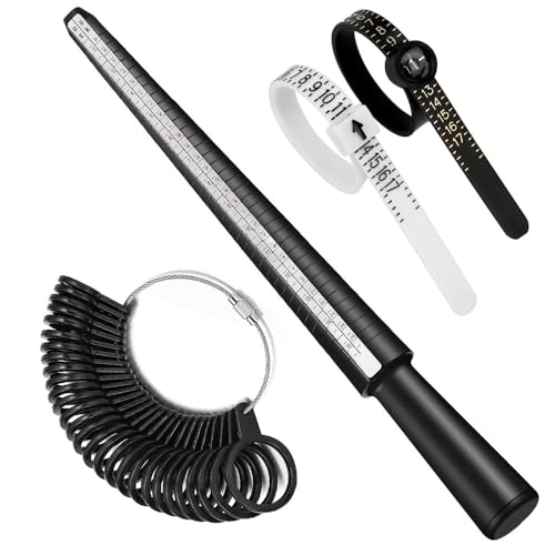TUNQISM 4Pcs Ring Sizer Measuring Tool Kit, Ring Mandrel Measurer, 27 PCS Measuring Ring Tool, US Ring Size 0-13, UK Ring Sizer A-Z,2 PCS Size 1-17 USA Rings Size - Image 1