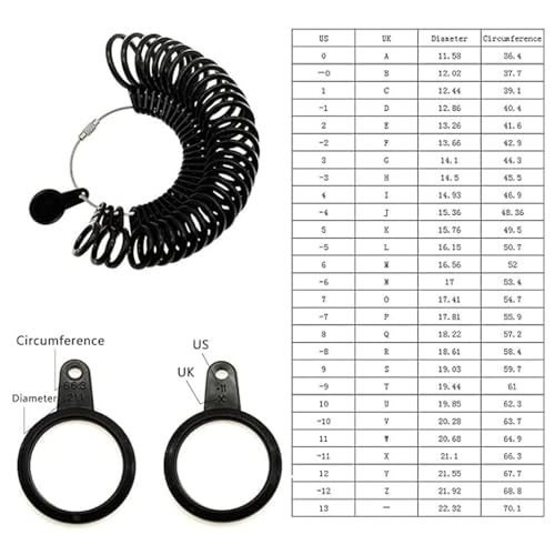 TUNQISM 4Pcs Ring Sizer Measuring Tool Kit, Ring Mandrel Measurer, 27 PCS Measuring Ring Tool, US Ring Size 0-13, UK Ring Sizer A-Z,2 PCS Size 1-17 USA Rings Size - Image 2