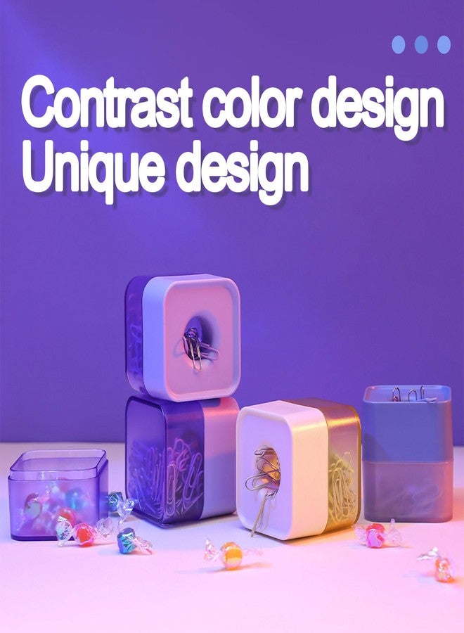 MultiBey New Two-Color Paper Clips in Elegant Magnetic Frosted Square Holder, 28mm, 130 per Box (Lilac) - Image 5