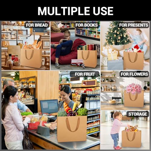 EUSOAR Kraft Gift Wrap Bags, 25pcs 12.5" x4.5'' x11'' Kraft Paper Bag with Ribbon Handles for Retail Merchandise Wedding Birthday Party Favor - Image 4