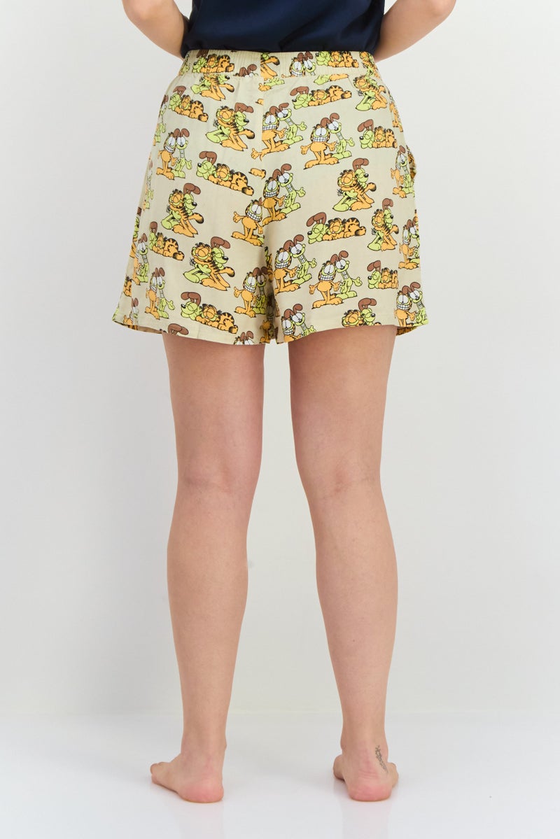 nickelodeon Women Garfield Graphic Print Pajama Shorts, Multicolor - Image 3