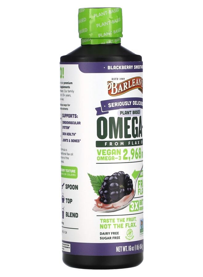 BARLEAN'S Seriously Delicious Omega-3 from Flax Oil Blackberry Smoothie 2968 mg 16 oz (454 g)  - Image 2