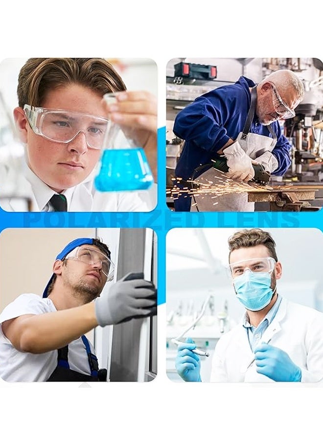 4 قطع من نظارات السلامة الشفافة بكميات كبيرة، نظارات واقية خفيفة الوزن للرجال والنساء، فوق نظارات واقية مقاومة للصدمات والخدش - Image 5