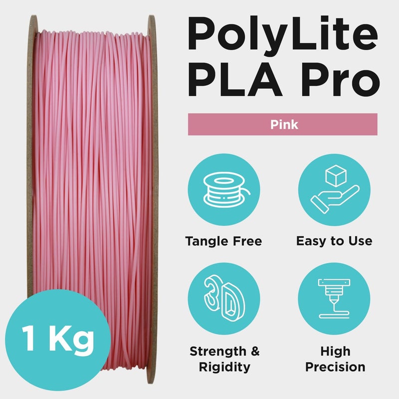 polymaker PLA PRO Filament 1.75mm 1kg, Tough & High Rigidity Pink 3D Printing Filament, PolyLite PLA PRO 3D Printer Filament 1.75mm, Print with Most 3D Printers - Image 5
