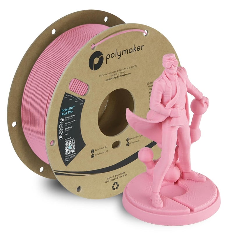polymaker PLA PRO Filament 1.75mm 1kg, Tough & High Rigidity Pink 3D Printing Filament, PolyLite PLA PRO 3D Printer Filament 1.75mm, Print with Most 3D Printers - Image 1