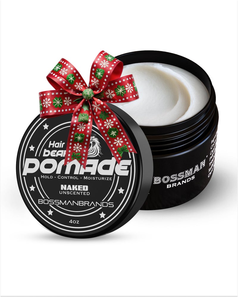 Bossman Hair & Beard Pomade for Men (Naked - Unscented) â€“ Medium Hold & Moisturizing for Hair, Beard & Mustache Styling â€“ Made in USA - Image 1