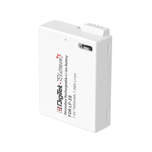 Digitek Platinum (LP-E8 Type C) 1120mAh Li-ion Battery for Canon DSLR Cameras with Type-C Charging Cable, for Canon PowerShot EOS 550D, 600D, 650D, 700D, Kiss X4–X7i, and Rebel T2i–T5i - Image 1