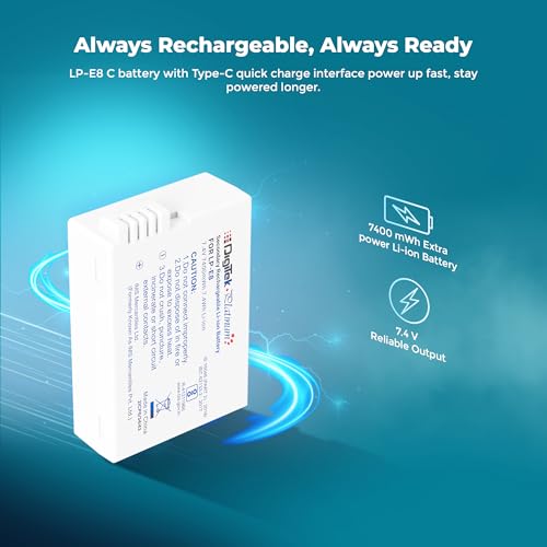 Digitek Platinum (LP-E8 Type C) 1120mAh Li-ion Battery for Canon DSLR Cameras with Type-C Charging Cable, for Canon PowerShot EOS 550D, 600D, 650D, 700D, Kiss X4–X7i, and Rebel T2i–T5i - Image 5