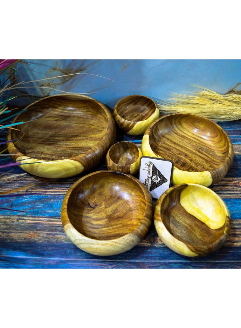 Egypt Antiques A set of 6 completely healthy wooden bowls in natural colors from Egypt Antiques - Image 2