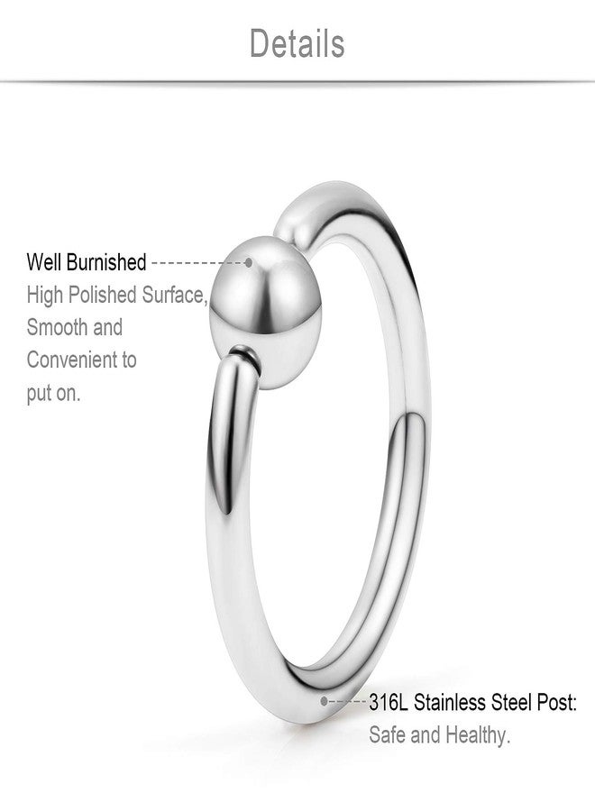 SCERRING 4 Pairs 20G 16G 14G 12G Stainless Steel Captive Bead Ring Nose Hoop Rings Eyebrow Lip Ear Tragus Cartilage Daith Septum Belly PA Retainer Piercing Jewelry 10-16mm, 20G, 16G, 14G, 12G - Image 2