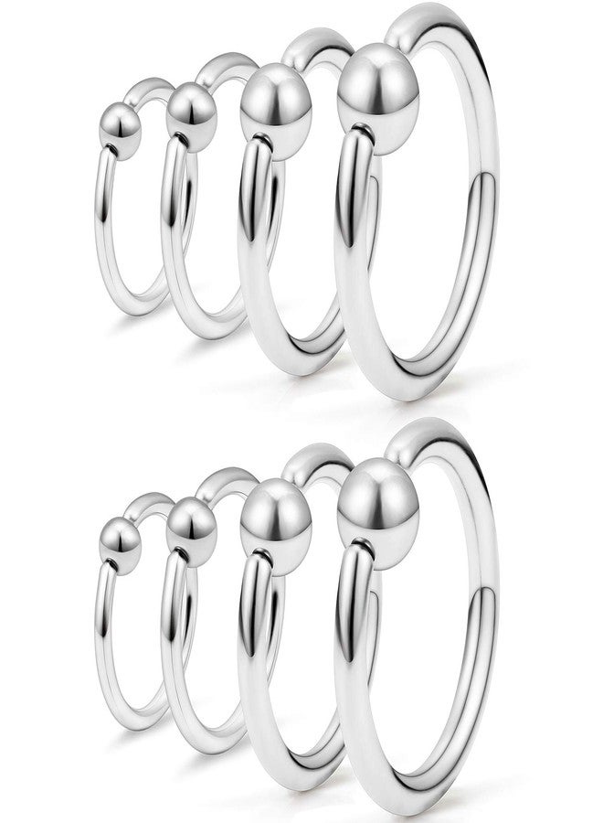 SCERRING 4 Pairs 20G 16G 14G 12G Stainless Steel Captive Bead Ring Nose Hoop Rings Eyebrow Lip Ear Tragus Cartilage Daith Septum Belly PA Retainer Piercing Jewelry 10-16mm, 20G, 16G, 14G, 12G - Image 1