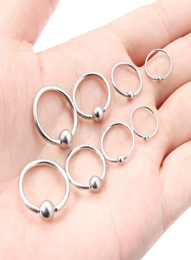 SCERRING 4 Pairs 20G 16G 14G 12G Stainless Steel Captive Bead Ring Nose Hoop Rings Eyebrow Lip Ear Tragus Cartilage Daith Septum Belly PA Retainer Piercing Jewelry 10-16mm, 20G, 16G, 14G, 12G - Image 3