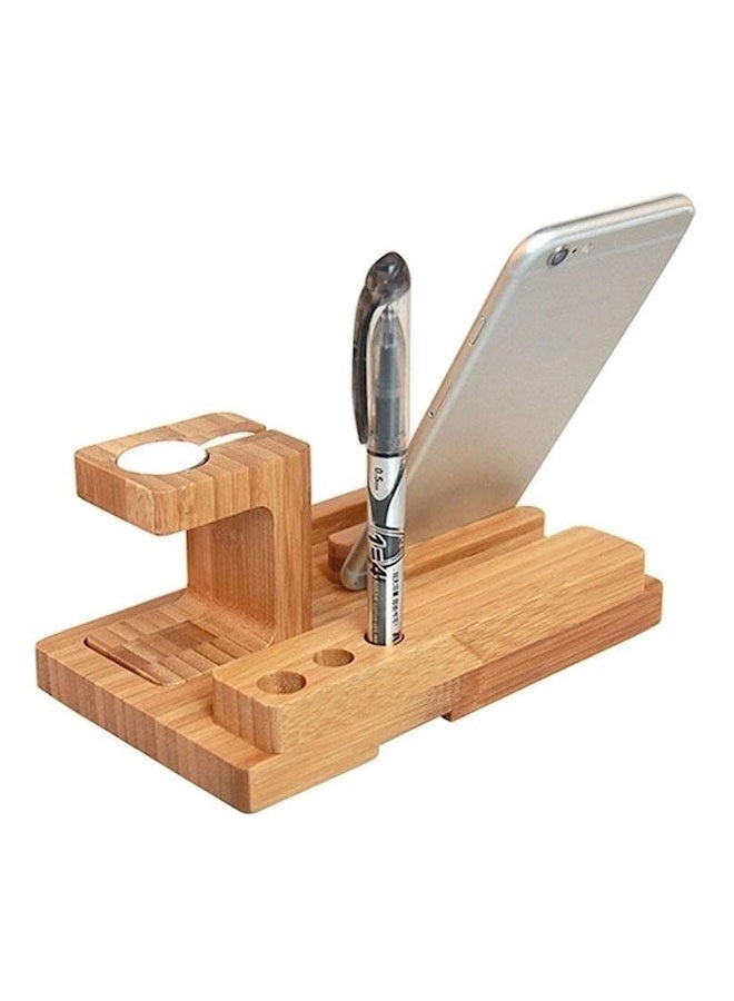 محطة شحن 3 في 1 من الخيزران حاملة متعددة الوظائف لساعات آبل/الأجهزة اللوحية (خيزران) - Image 4