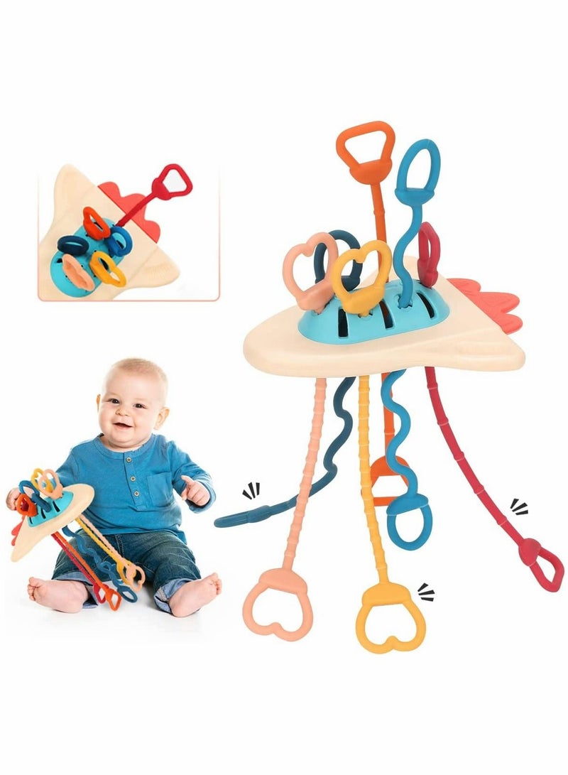 واي آند دي Baby Pull String Activity Toy with Teether Montessori Toys for Babies 6 to 12 Months Food Grade Silicone Sensory Toddlers 1 3 Travel Rattle Motor Skills Infants Gifts - Image 1