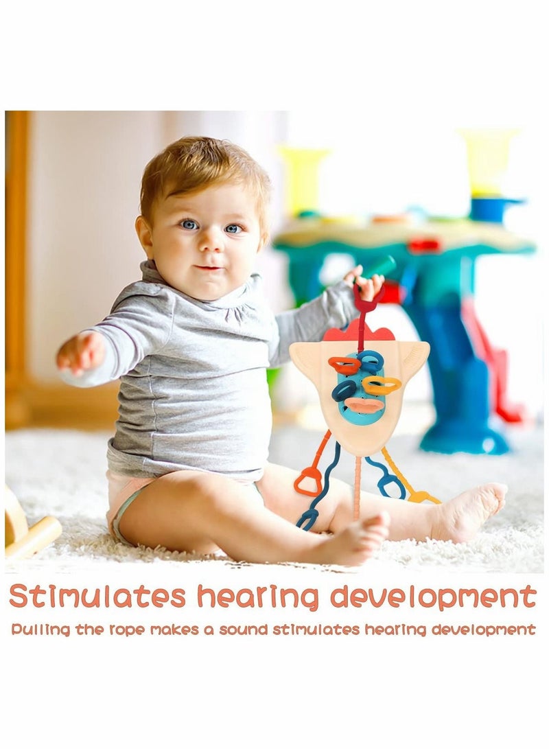 واي آند دي Baby Pull String Activity Toy with Teether Montessori Toys for Babies 6 to 12 Months Food Grade Silicone Sensory Toddlers 1 3 Travel Rattle Motor Skills Infants Gifts - Image 2