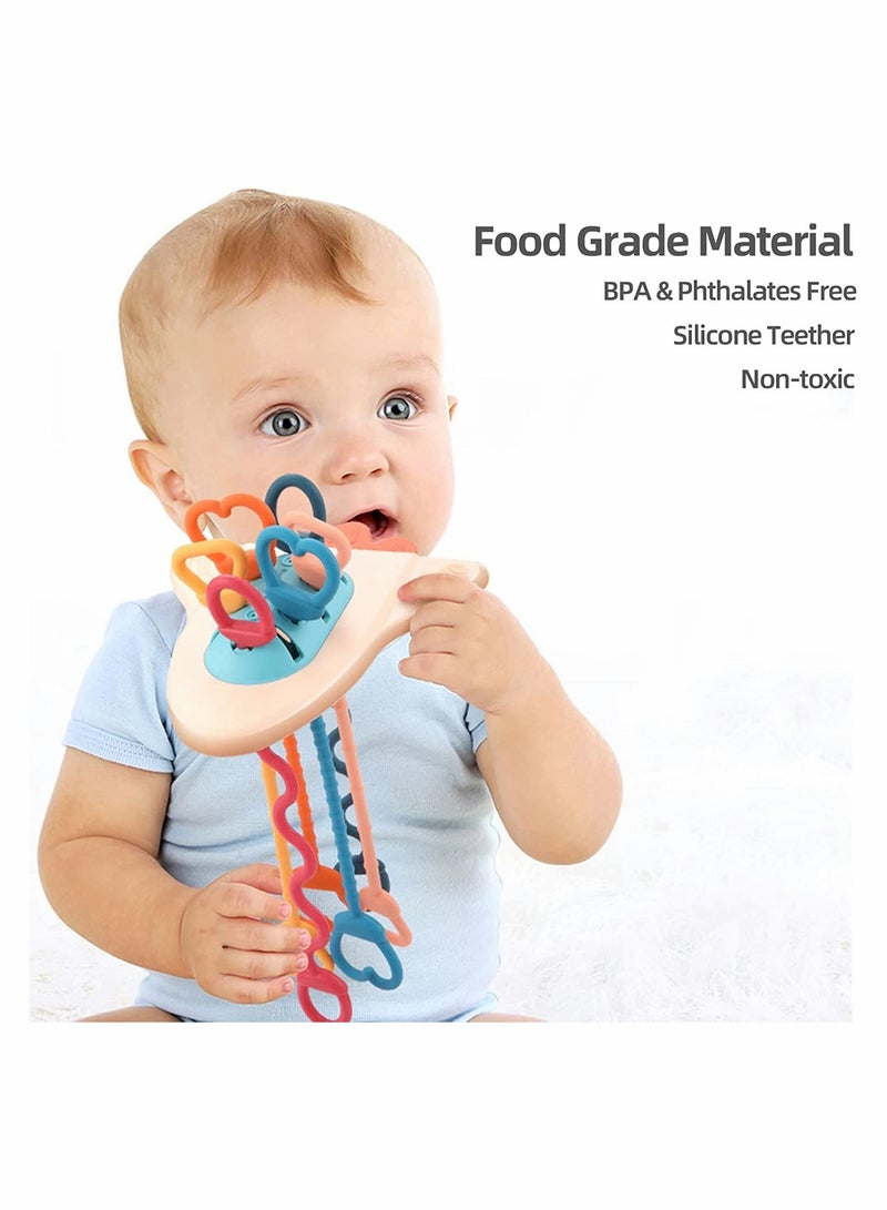 واي آند دي Baby Pull String Activity Toy with Teether Montessori Toys for Babies 6 to 12 Months Food Grade Silicone Sensory Toddlers 1 3 Travel Rattle Motor Skills Infants Gifts - Image 3
