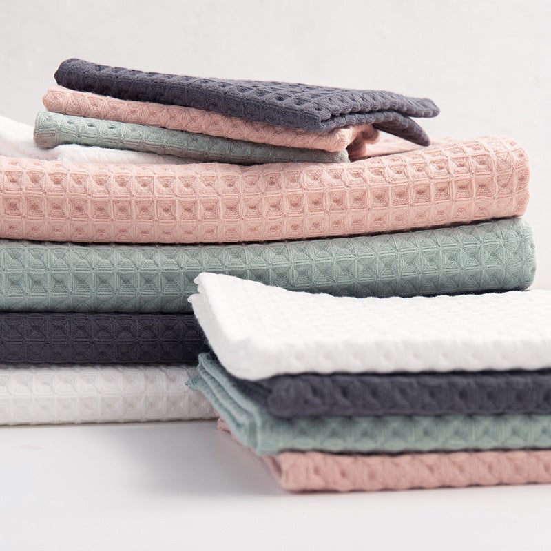 Pure Cotton Double-Layer Waffle Honeycomb Square Towel Bath Towel Set Three-Piece Set, Absorbent, Soft, and Skin-Friendly for Group Purchase - Image 4