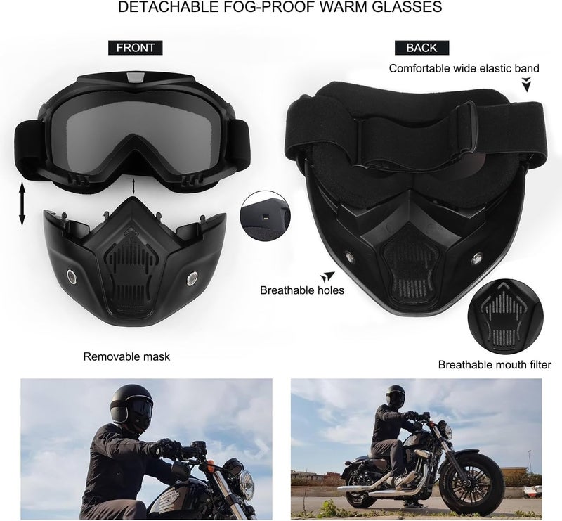 RADIANT Face Mask for Bikers in Riding UV Protected Full Face Mask Balaclava for Men Black Mask for Bike Riding & Cycling, Full Face Helmet Mask for Men (Goggle Glass (Pack of 1)) - Image 4