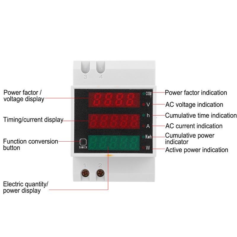 D52-2047 Multi Function Electric Meter Digital Displayed Current Voltage Power Factor Meter AC200~450V - Image 3