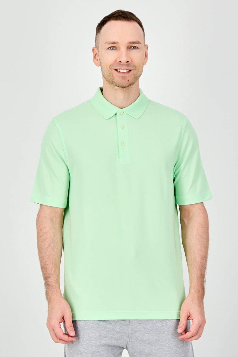 Greg Norman Men Sportswear Fit Short Sleeve Outdoor Polo Shirt, Light Green - Image 1