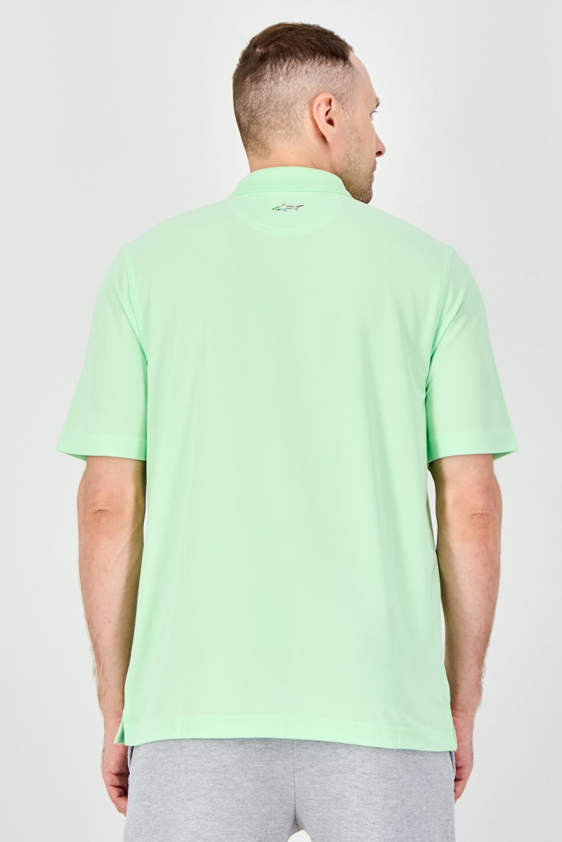 Greg Norman Men Sportswear Fit Short Sleeve Outdoor Polo Shirt, Light Green - Image 3