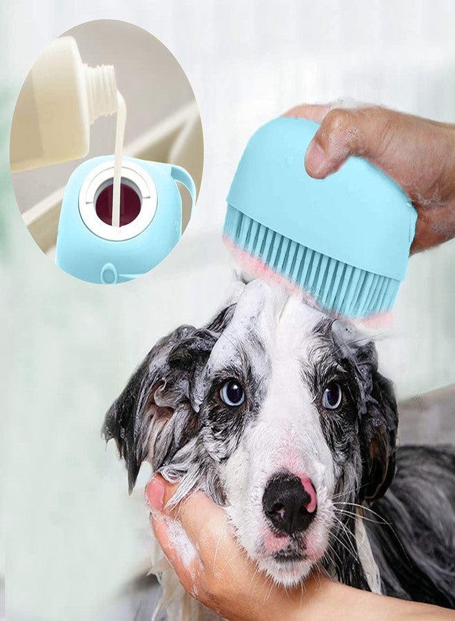 Dualshine Upgraded Dog Bath Brush,Best Pet Bathing Tool for Dogs,Soft Silicone Grooming Brush Bristles Give Pet Gentle Massage,Extra Shampoo Dispenser(Blue) - Image 1