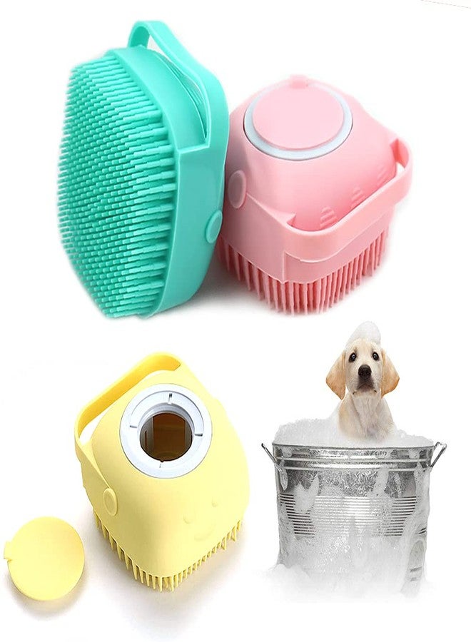 Dualshine Upgraded Dog Bath Brush,Best Pet Bathing Tool for Dogs,Soft Silicone Grooming Brush Bristles Give Pet Gentle Massage,Extra Shampoo Dispenser(Blue) - Image 2