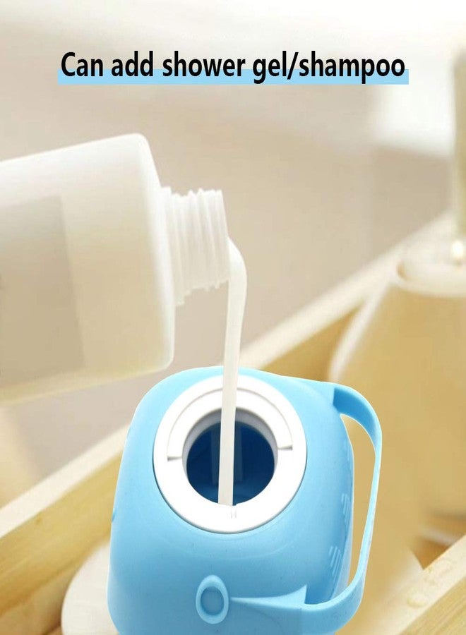 Dualshine Upgraded Dog Bath Brush,Best Pet Bathing Tool for Dogs,Soft Silicone Grooming Brush Bristles Give Pet Gentle Massage,Extra Shampoo Dispenser(Blue) - Image 3