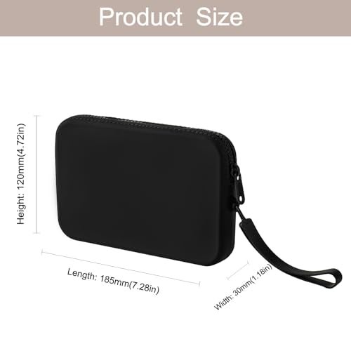 WHHJM Small Silicone Multifunctional Essential Bag Portable Travel Makeup Bag for Women Men Cards Cash Bag Zipper Pouch (Black) - Image 5