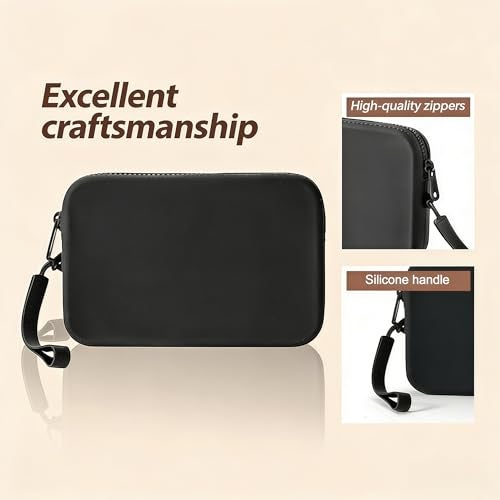 WHHJM Small Silicone Multifunctional Essential Bag Portable Travel Makeup Bag for Women Men Cards Cash Bag Zipper Pouch (Black) - Image 3