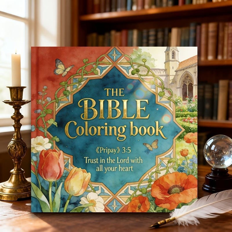 Bible Coloring Book 24 Pages Handcrafted Floral Butterfly Design for Relaxation Faith Gift - Image 1