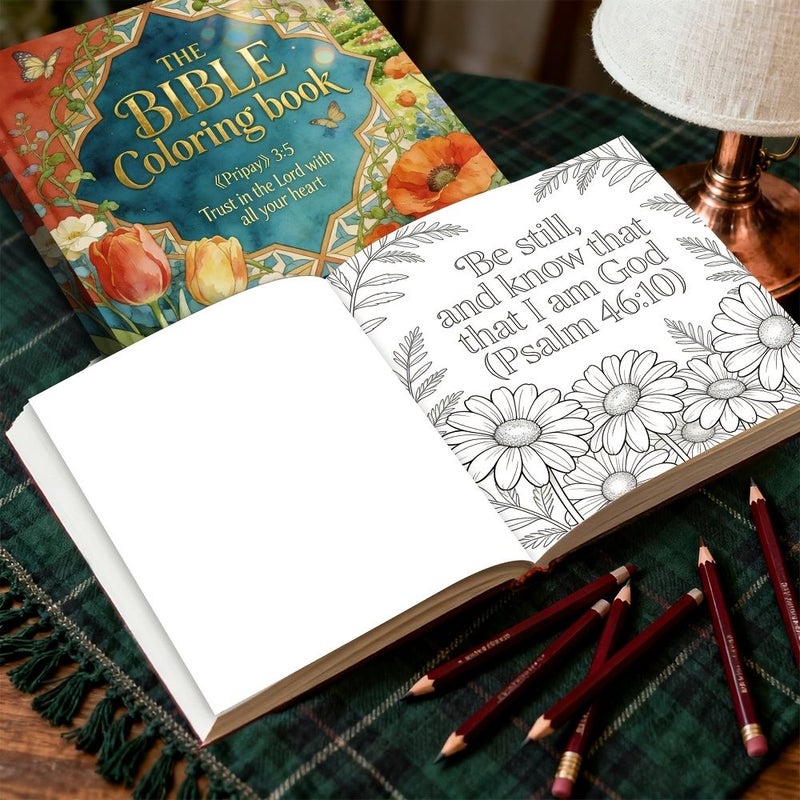 Bible Coloring Book 24 Pages Handcrafted Floral Butterfly Design for Relaxation Faith Gift - Image 3