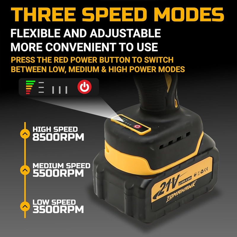 Tomahawk ® 21V Brushless Cordless Angle Grinder TAG-4000, 8500RPM-Brushless Motor- 115mm- 4.0Ah Li-ion with fast charger-Variable Speed Control & Battery Indicator for Precision Grinding - Image 3