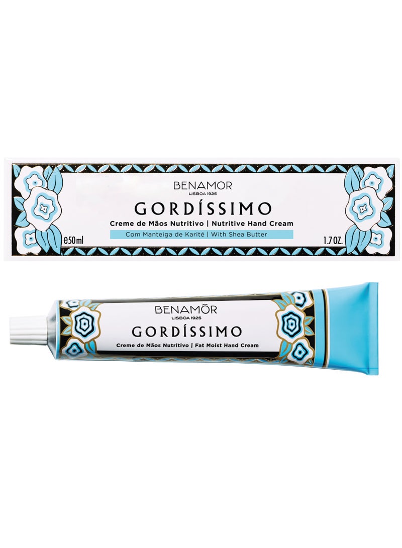 BENAMÕR Benamor Gordissimo Fat Moist Hand Cream Sweet Almond Lotion with Shea Butter Shea Butter Hand Cream All Natural Hand Cream from Benamor Travel Hand Cream Tube Hydrating Moisturising Hand Cream 50ml - Image 1