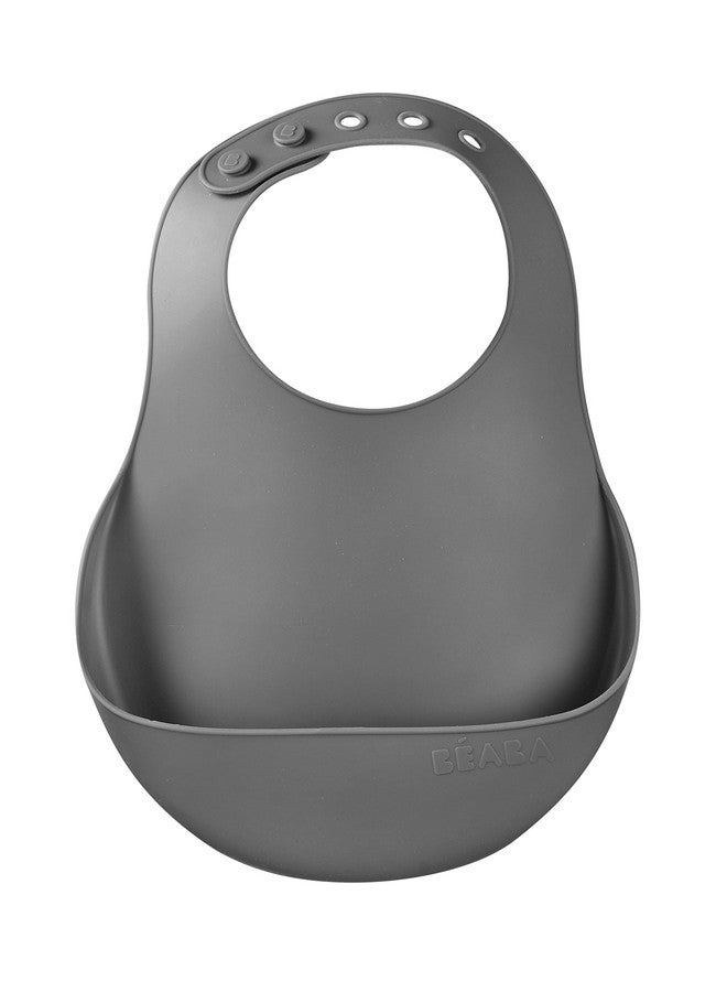 BEABA Silicone Baby Bib, Made With Soft Supple Silicone, Baby Bibs With Baby Food Catcher, Baby Boy Bibs Baby Girl Bibs, Baby Essentials For Baby Feeding (Charcoal) - Image 2
