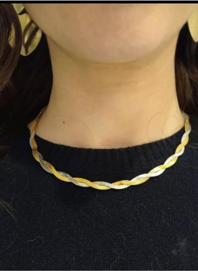 sixtyfour Elegant Stainless Steel Gold & Silver Necklace For Women  - Image 4