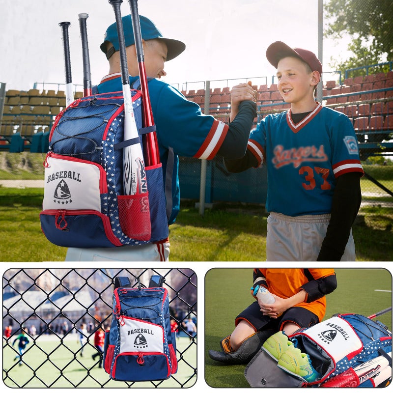 VIGEGARI Baseball & Softball Bag for Youth & Adult with 4 Bat Sleeves, Shoe Compartment, Baseball Backpack for T-Ball, Softball Equipment, Baseball Gear, Boys 8-12 - Image 5