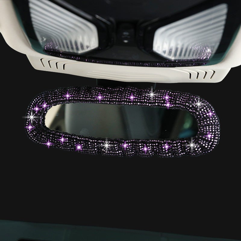 Supply Rhinestone Full Diamond Car Rearview Mirror Cover Diamond-Embedded Car Fashionable Interior Rearview Mirror Interior Cover - Image 1