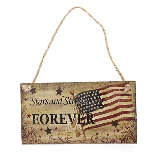 BinaryABC 4th of July Wooden Sign Plaque Door Wall Hanging Decorations, Fourth of July Independence Day Memorial Day Party Decorations - Image 1