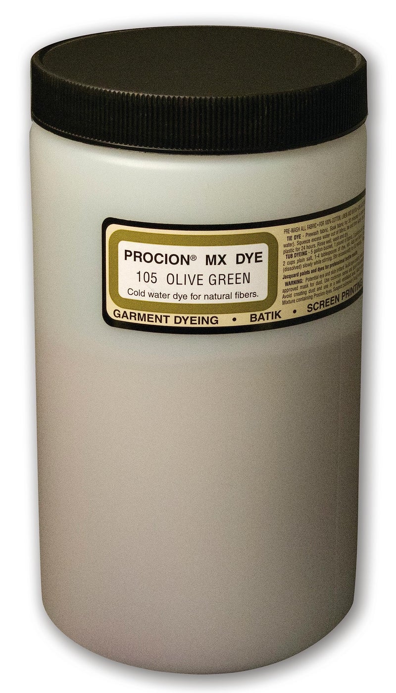 Jacquard Procion MX Tie Dye Powder Cold Water Fiber Reactive Dye for Fabric and Clothing Permanent and Washfast Made in USA Olive Green 1 Pound Jar