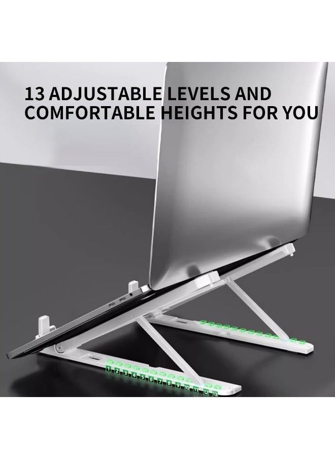 ECVV - 2-in-1 Laptop Stand for Desk and Phone Holder, Adjustable Foldable Laptop Riser Portable Ergonomic ABS Notebook Stand for Laptops/iPad (11-17") - Image 1