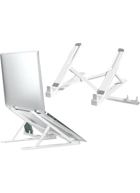 2-in-1 Laptop Stand for Desk and Phone Holder, Adjustable Foldable Laptop Riser Portable Ergonomic ABS Notebook Stand for Laptops/iPad (11-17")