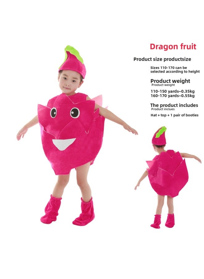 Halloween Costume - Kids Fruit Costume Dress Up - Dragon fruit, 170cm - Banana Apple Strawberry Outfit, Children Performance Wear, Funny Fancy Dress, Carnival Costume, School Play - Image 1
